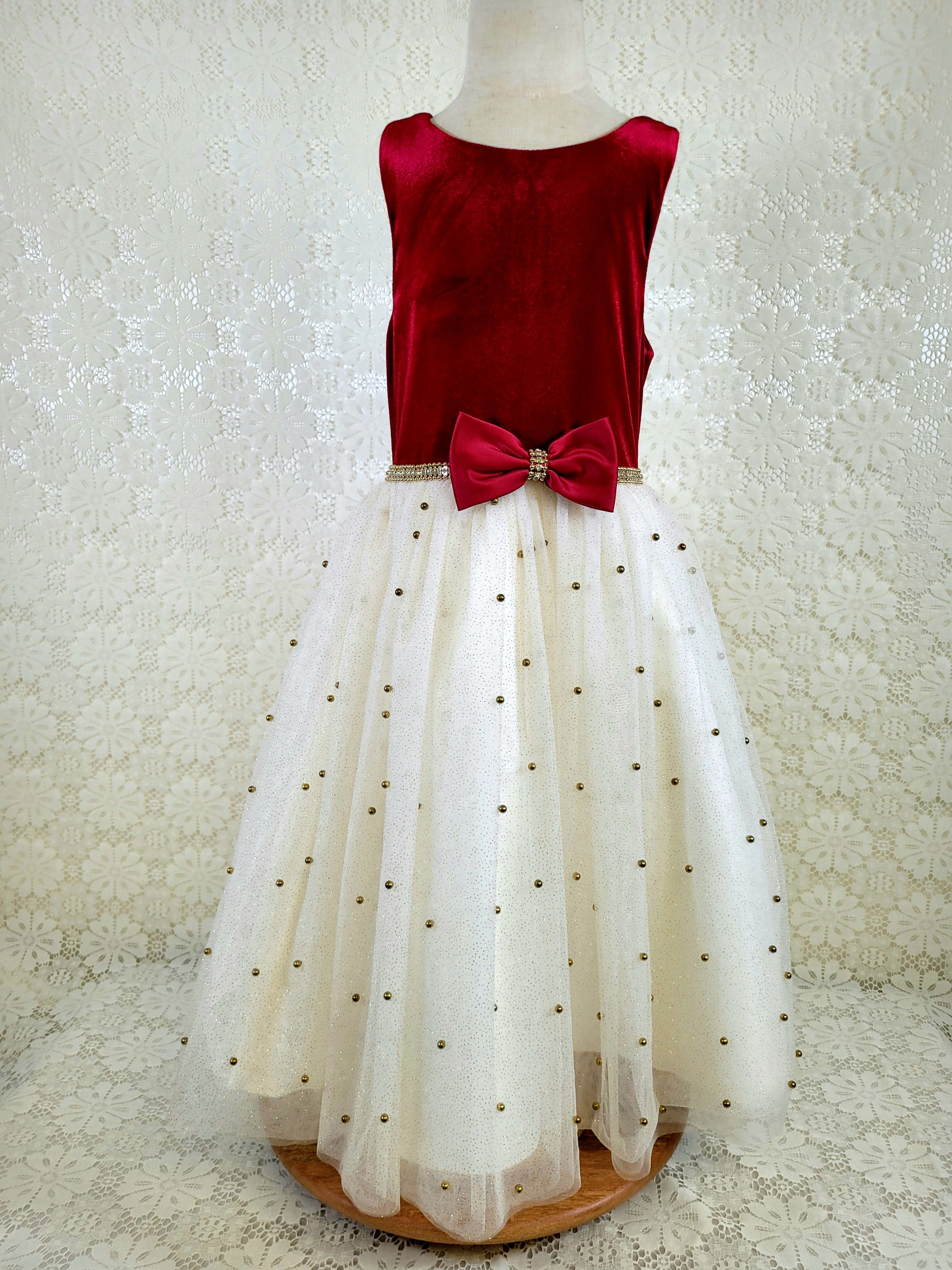 Ruby Red and Ivory Dress