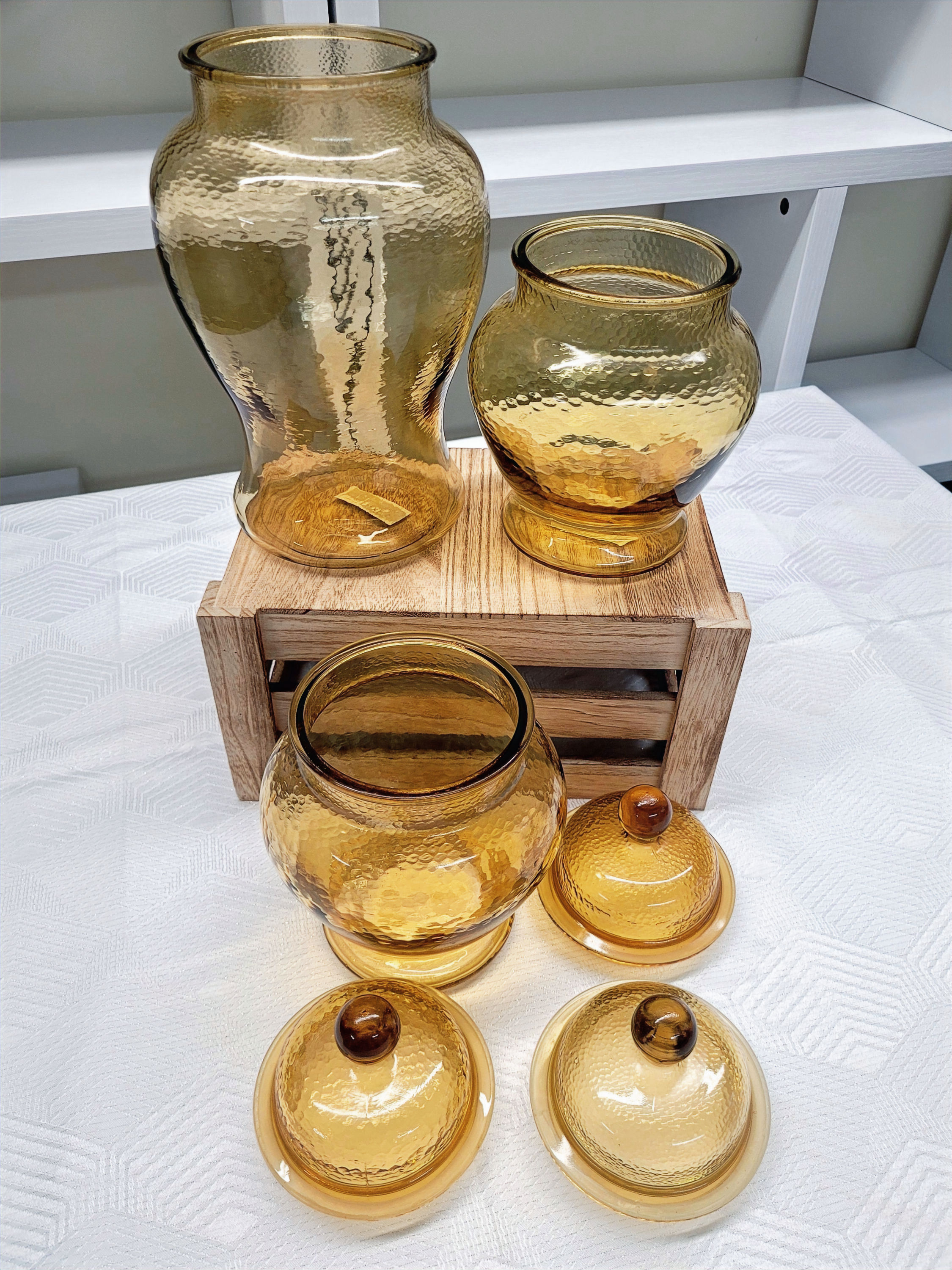 Indiana Glas Amber Pebble Set 3 Glass Canisters