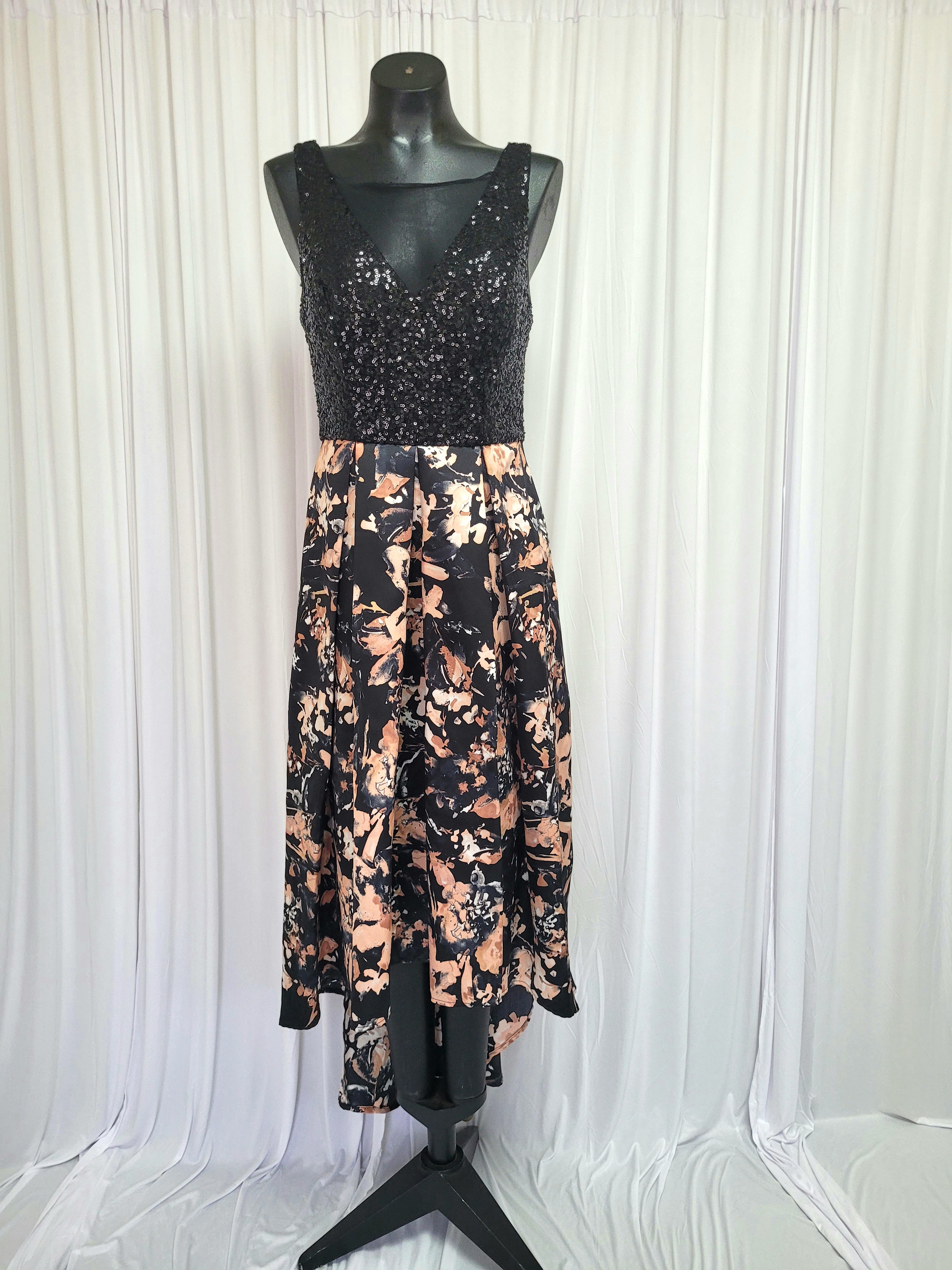 Marina Black/Pink Sequins Prom Dress