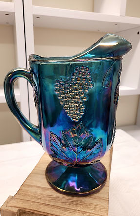 Indiana Glass Harvest Grape Blue Carnival Glass Pitcher