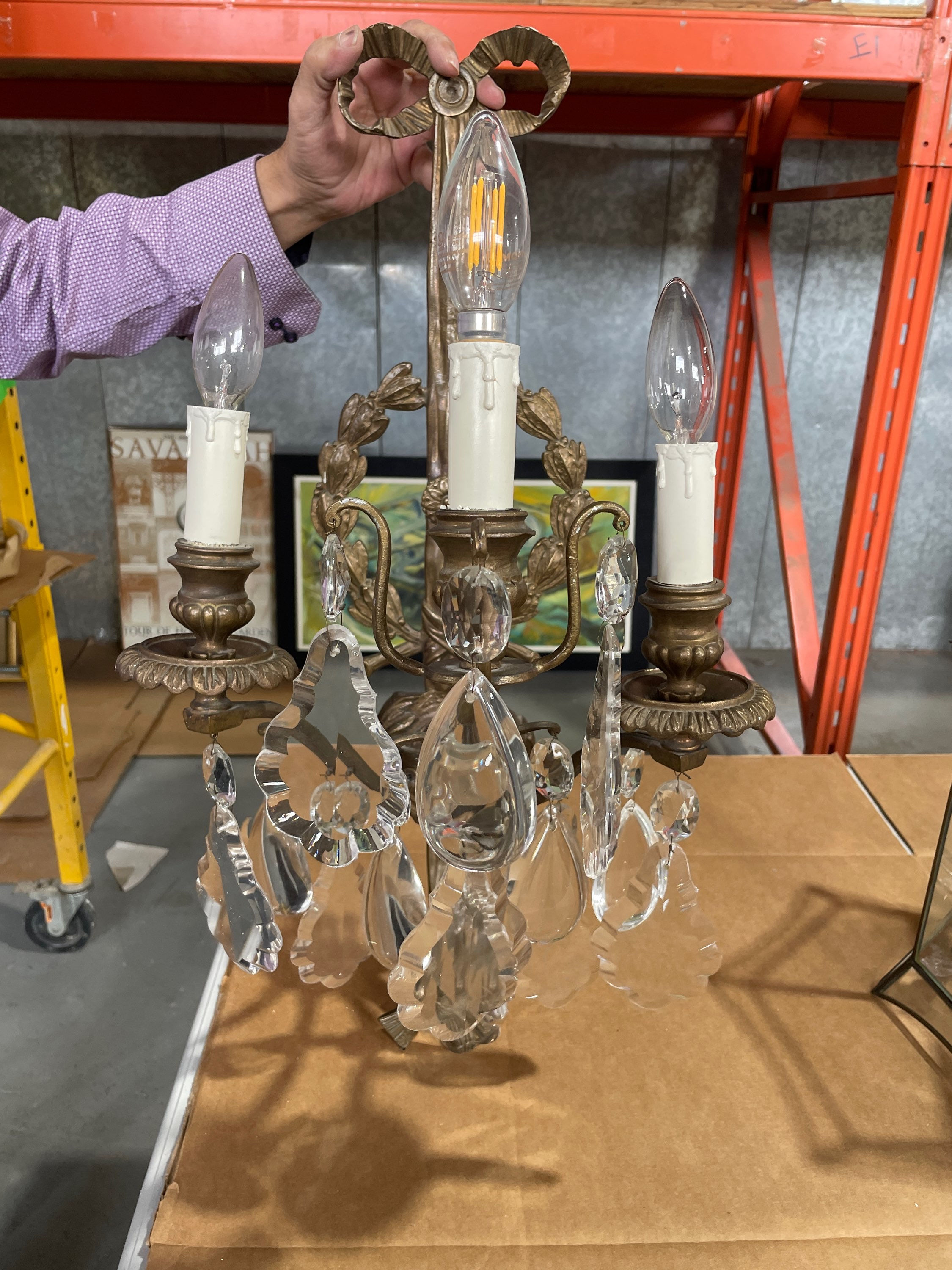 Lot 160 - Crystal & Metal Wall Sconce