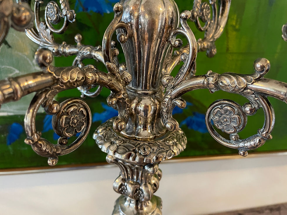 Thumbnail: Lot 400 - Pair  of Antique Silver Baroque-Style Candelabra's