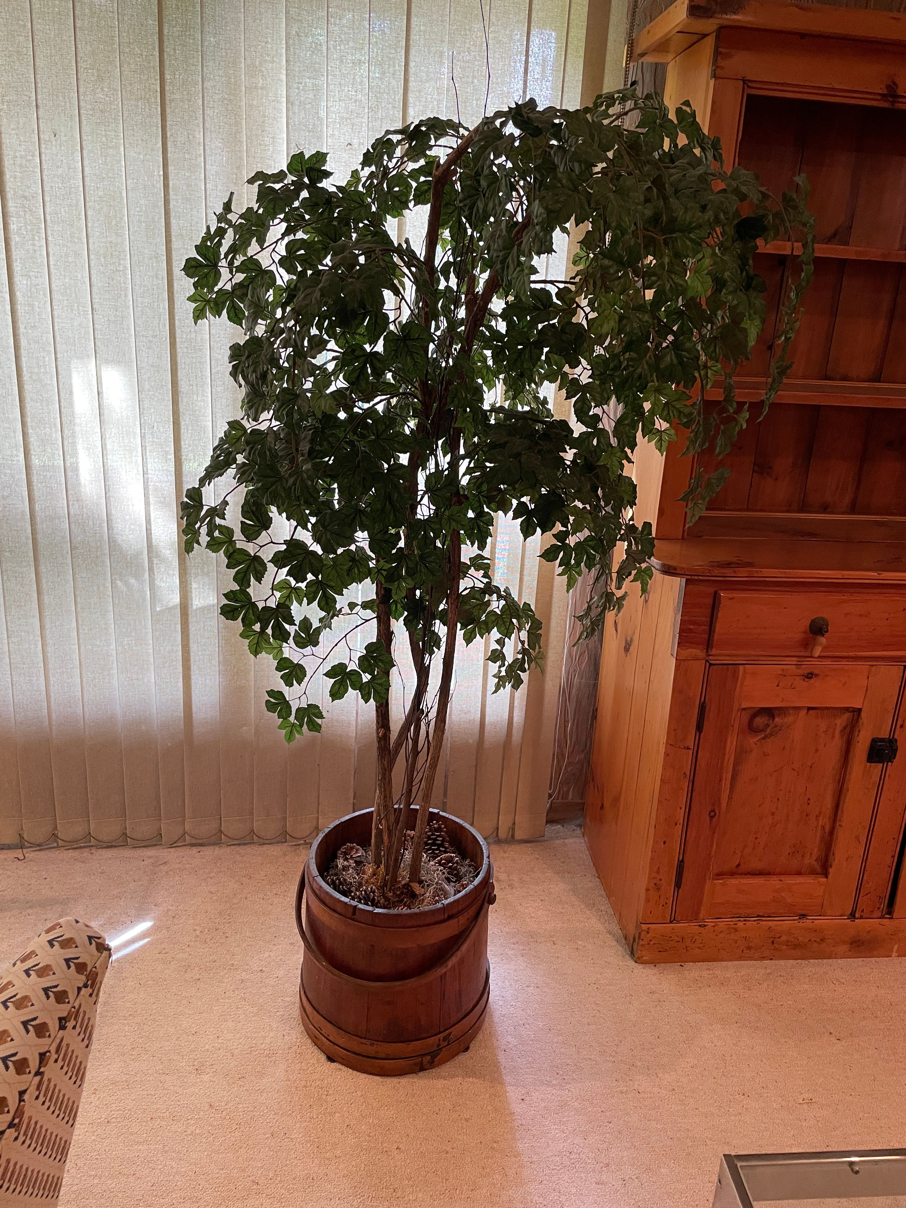 Lot 16 - Artificial Tree in Wood Bucket