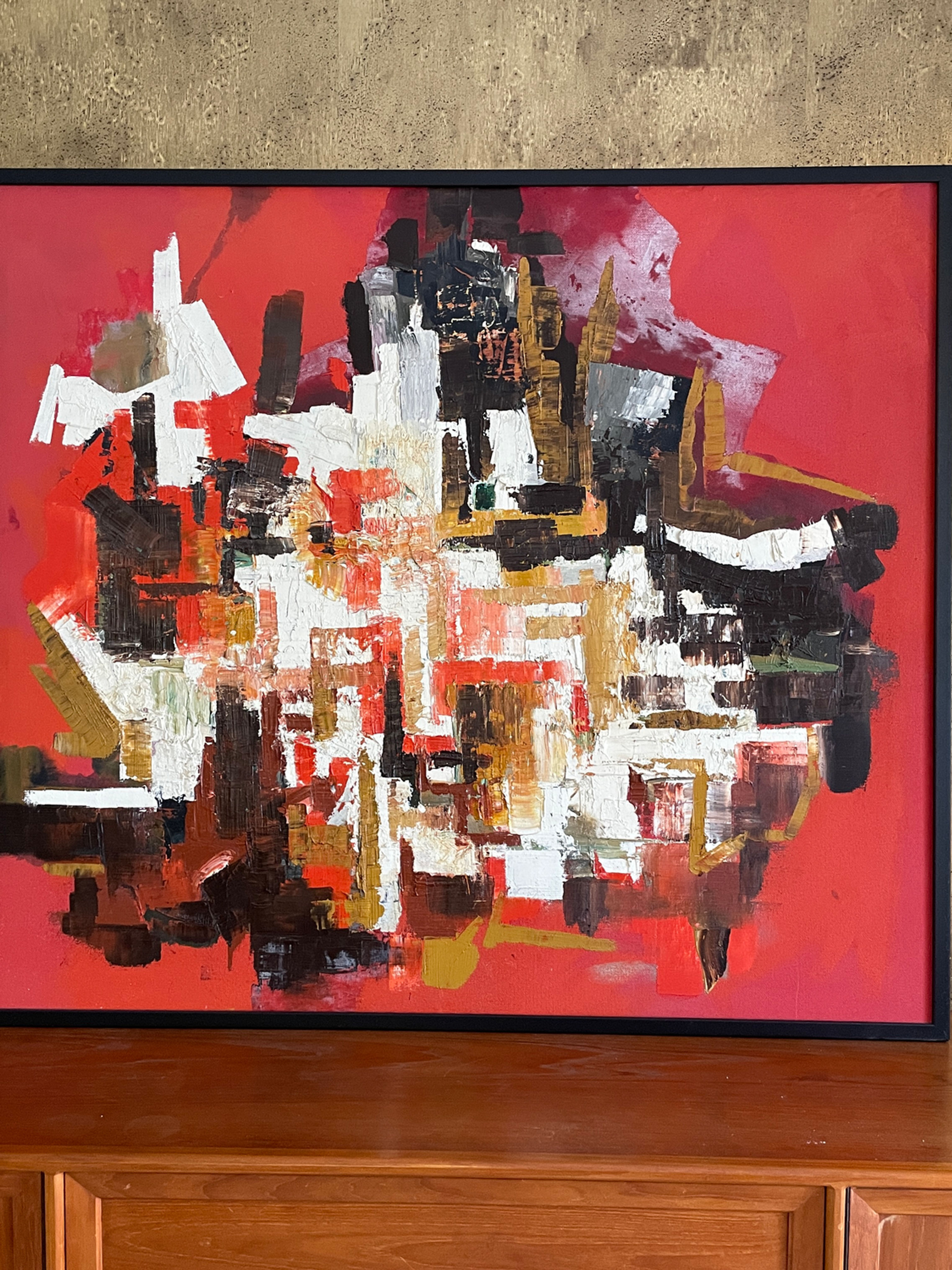 Lot 1 - MCM Painting by Howard Philip Doner - Red Abstract