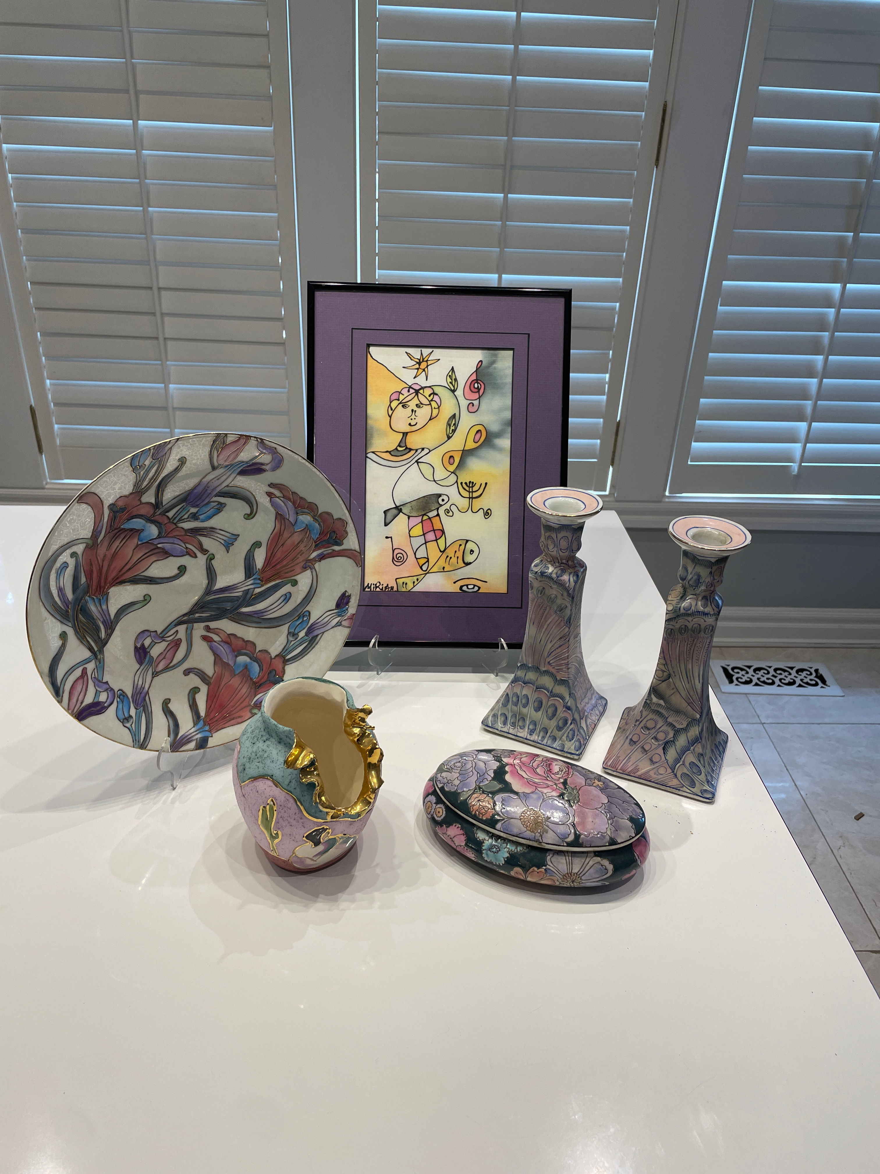 Lot 13 - Assortment of Decor Items & Art on Silk
