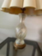 Thumbnail: Lot 4 - Asian-Style Black Lacquer Side Table w/  Glass Lamp