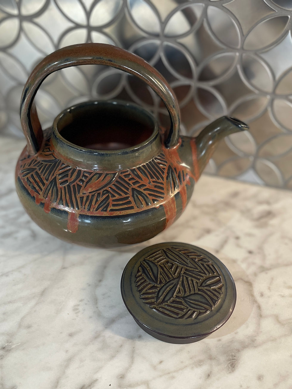 Thumbnail: Lot 404 - Signed Tea Pot by Sculptor Jim Malone - Never Used
