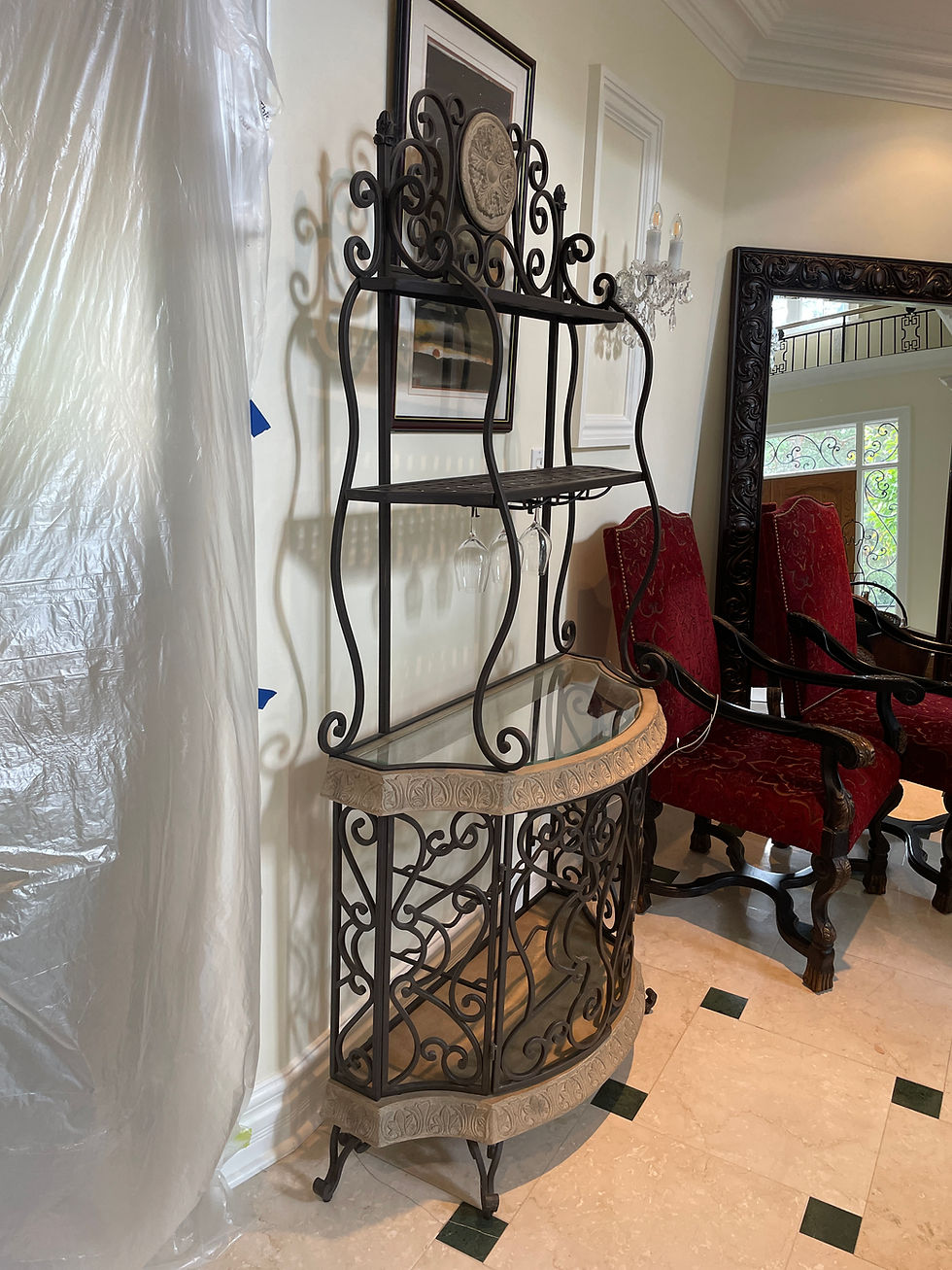 Thumbnail: Lot 35 - Tuscan-Inspired Wrought Iron Baker's Rack/Wine Bar