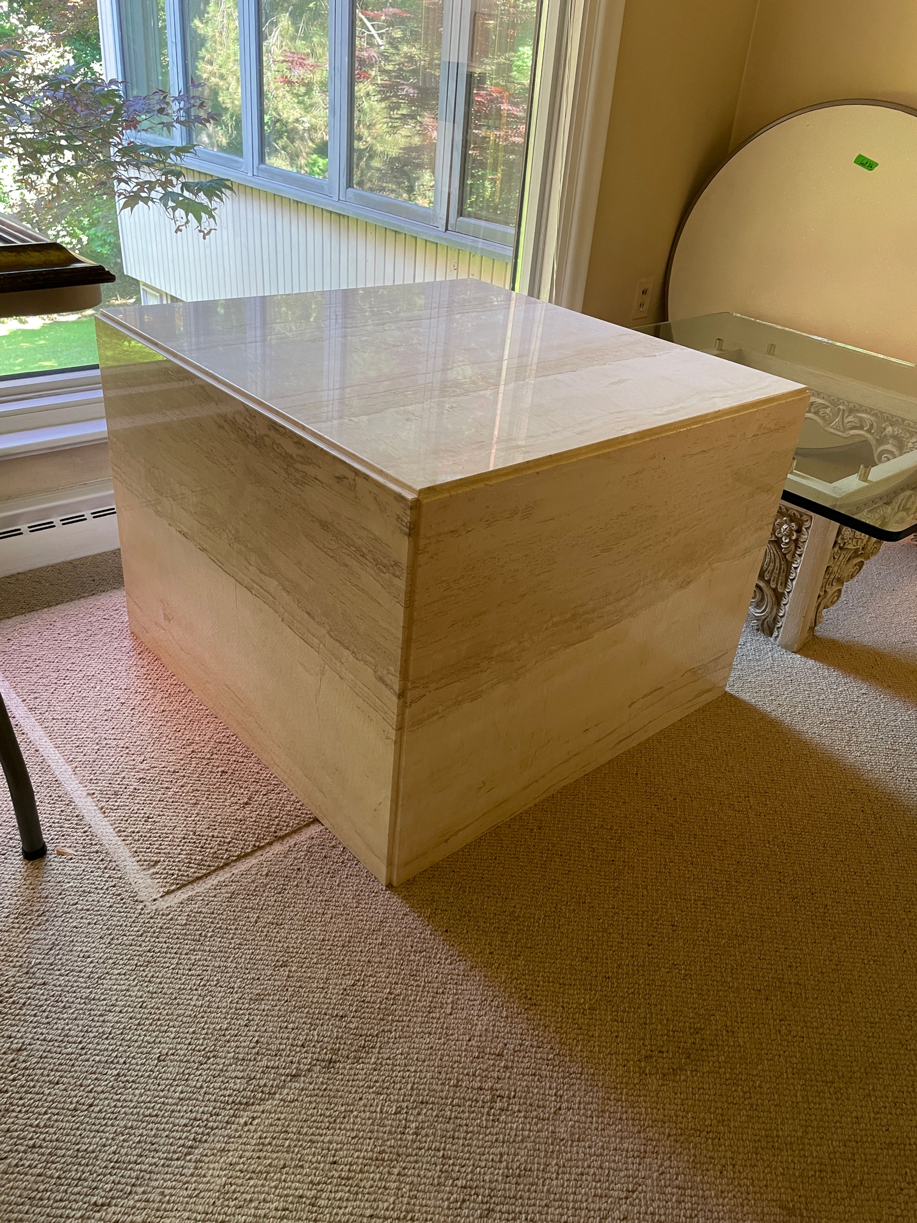 Lot 63 - Large Mid-Century Modern Travertine Side Table