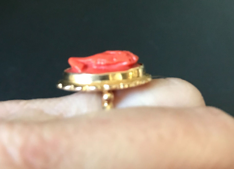 Thumbnail: Lot 301 - Coral Ring in 18k Gold Setting (Size 8.5) Retail $1,400.