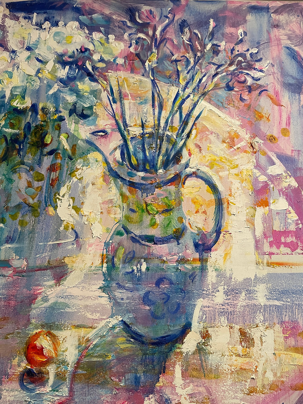 Thumbnail: Lot 26 - Large Still Life Mixed Media Painting - Signed