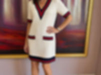 Lot 8 - Gucci Cotton Dress Navy/Red Accent - Retail $4,400