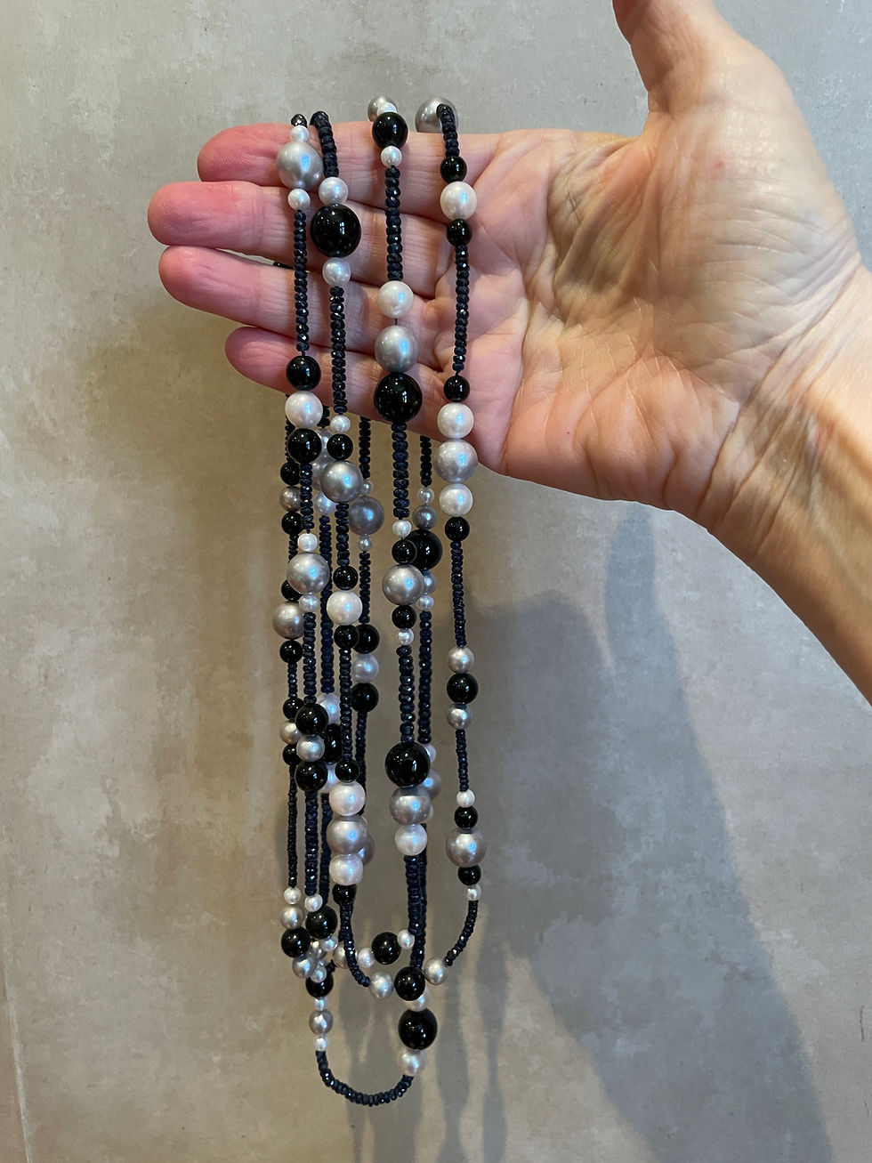 Thumbnail: Lot 16 - Genuine Pearl & Black Beaded Necklaces x 2