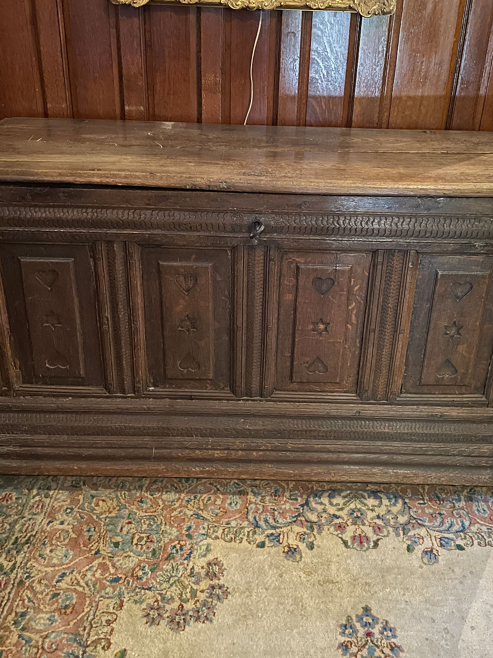 Thumbnail: Lot 36 - Antique 18th Century Carved Coffer or Blanket Chest