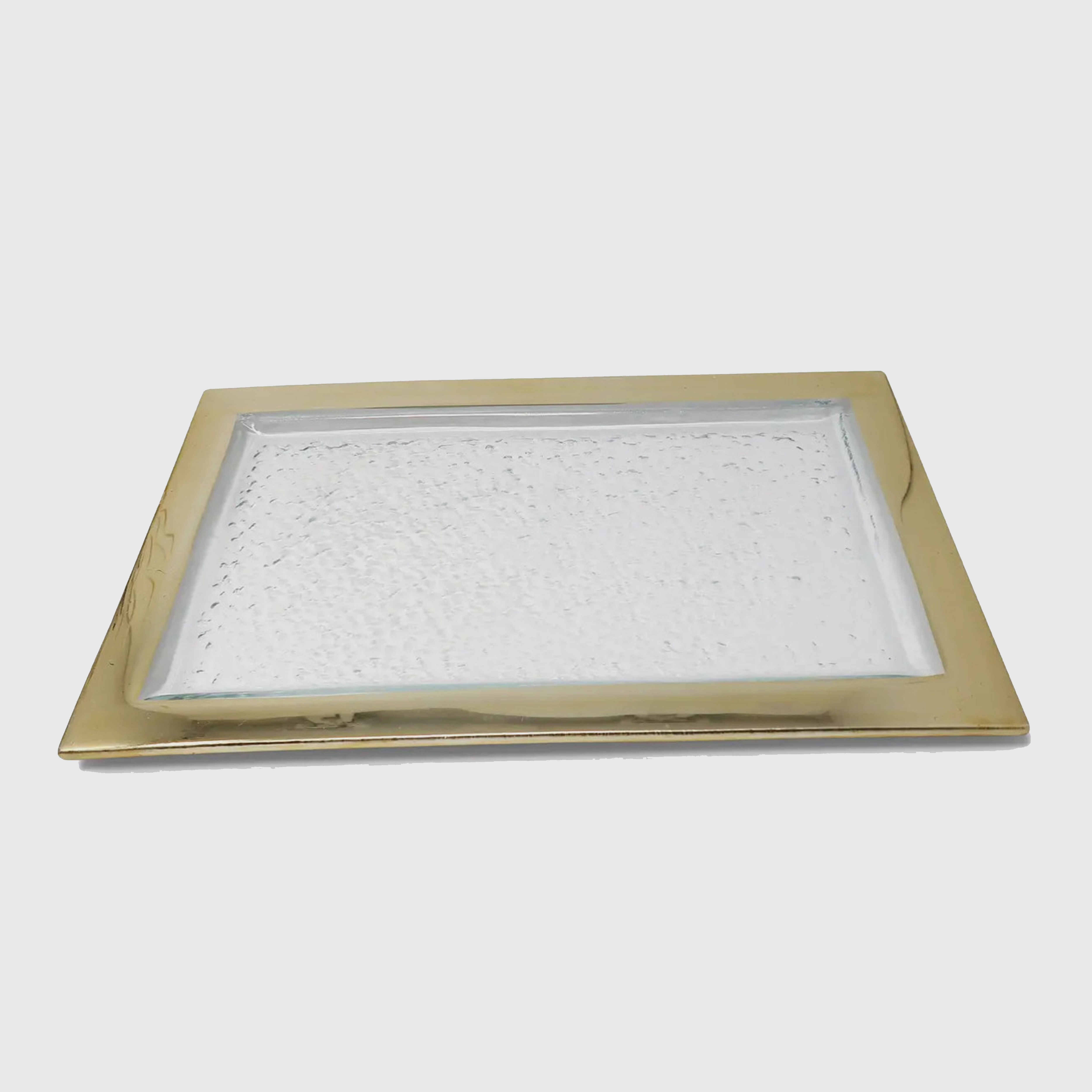 Glass oblong tray-gold Medium