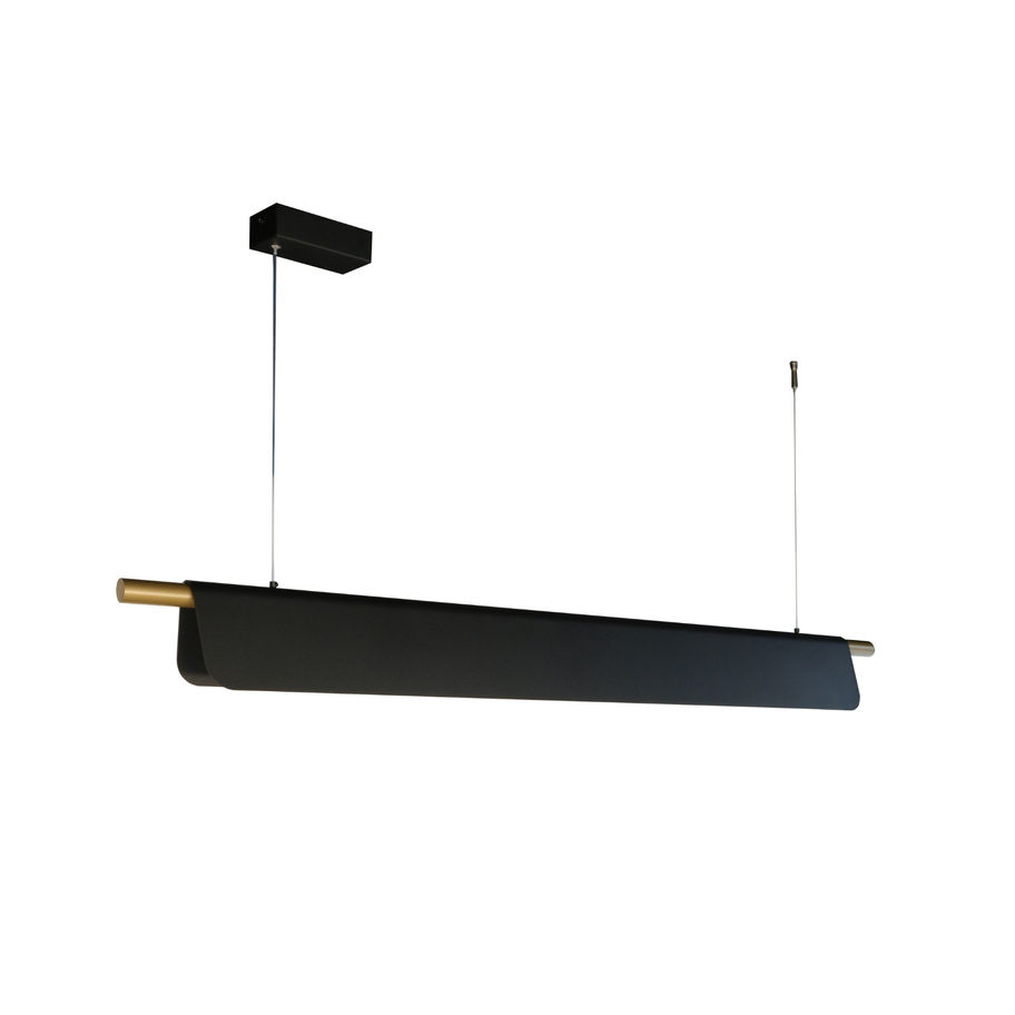 Yandan detay görünümüyle minimalist tasarımlı Floke siyah sarkıt LED lamba