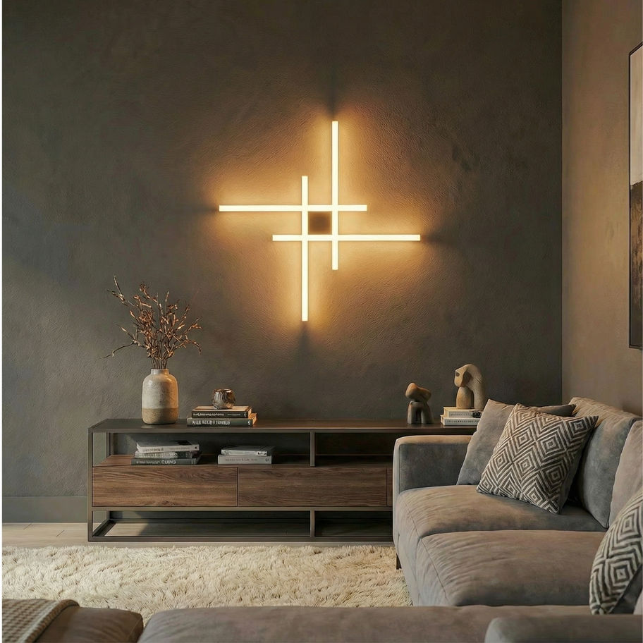 double cross led duvar apliği modern salon duvar aydınlatması