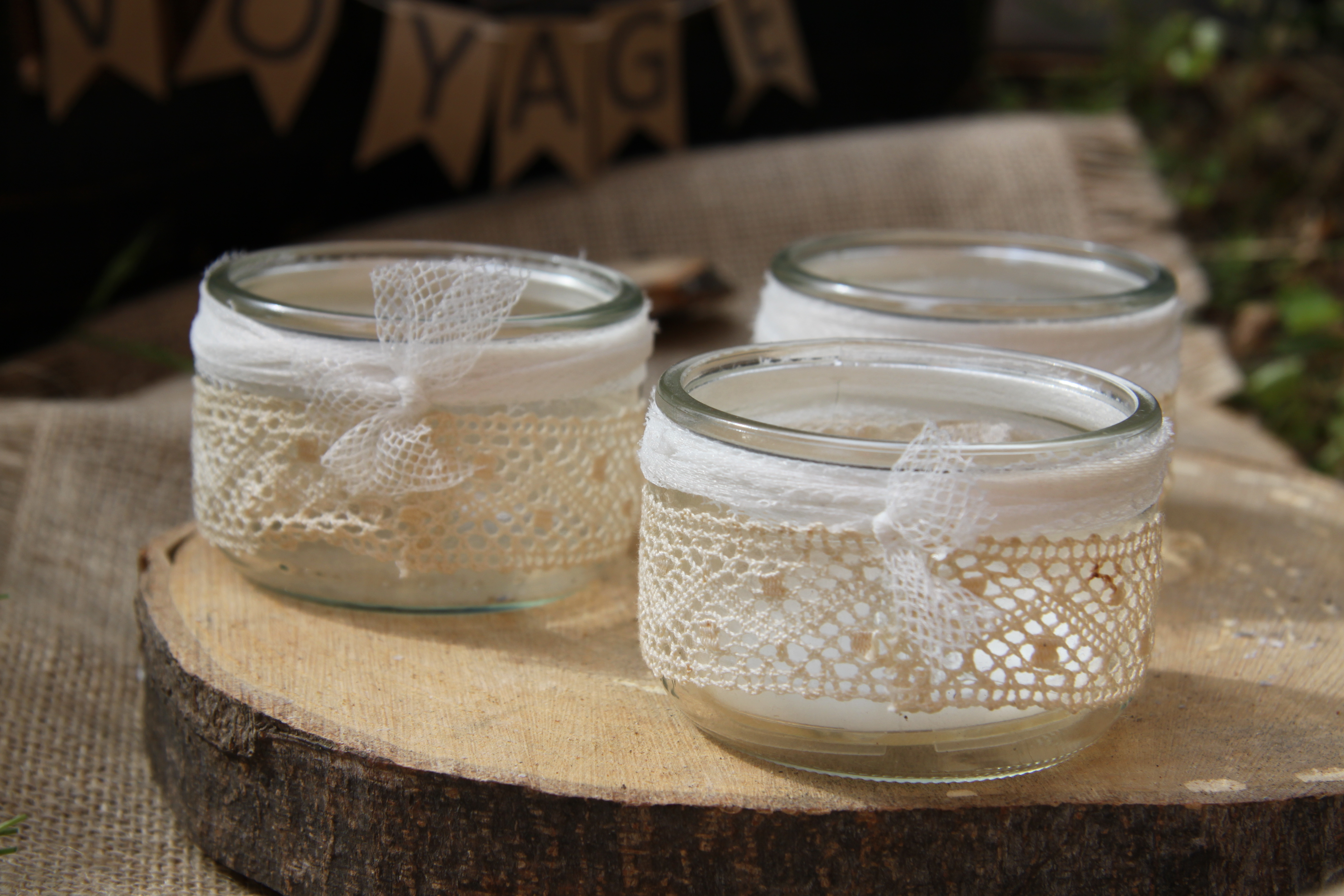 Lot de 3 photophores dentelle