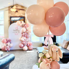 Baby shower bunny balloon decor centerpiece marquee letters boardman ohio the bold balloon