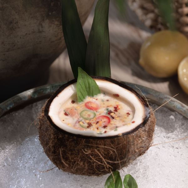 ceviche de salmón con coco