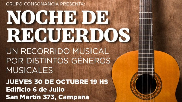 “Noches de recuerdos”, este jueves en el Edificio 6 de Julio