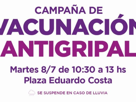 Vacunación antigripal: el martes habrá un nuevo operativo en la Plaza Eduardo Costa
