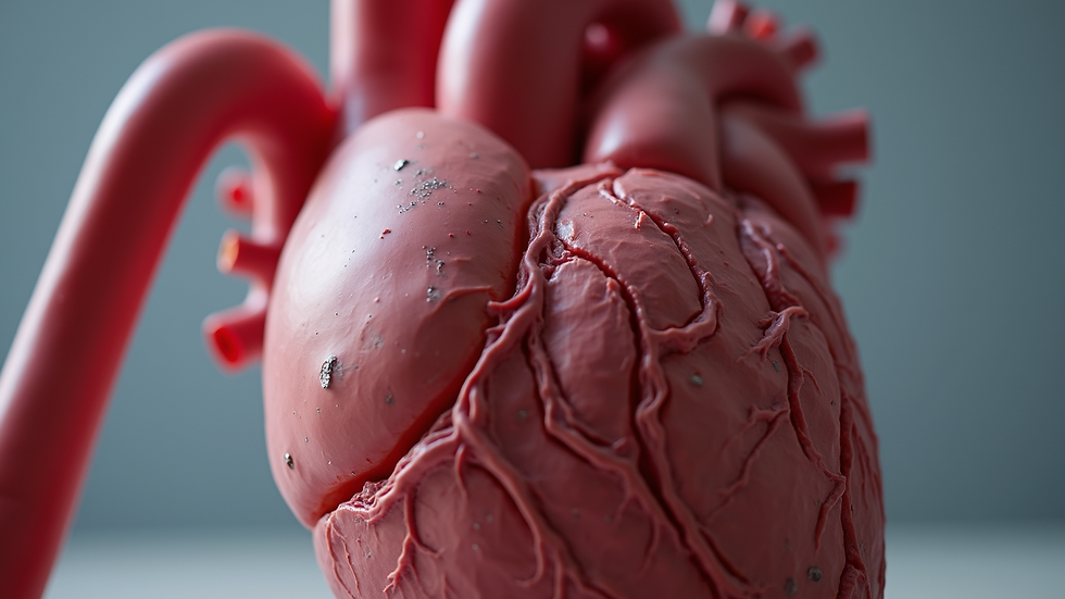 Close-up view of a model heart and lungs for educational purposes