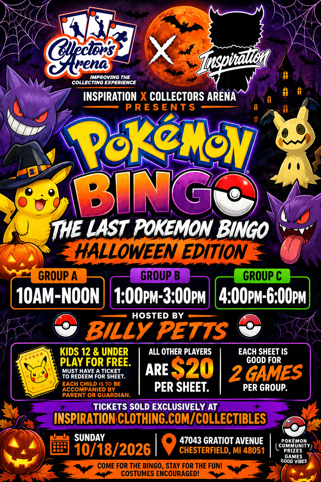 Pokemon Bingo Child Ticket