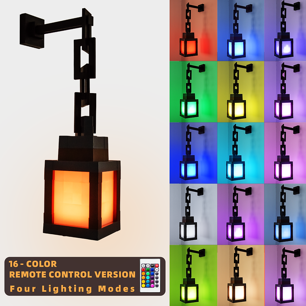 Miniatura: Pixel estilo luz noturna lanterna portátil ornamento de mesa 16 cores lanterna d
