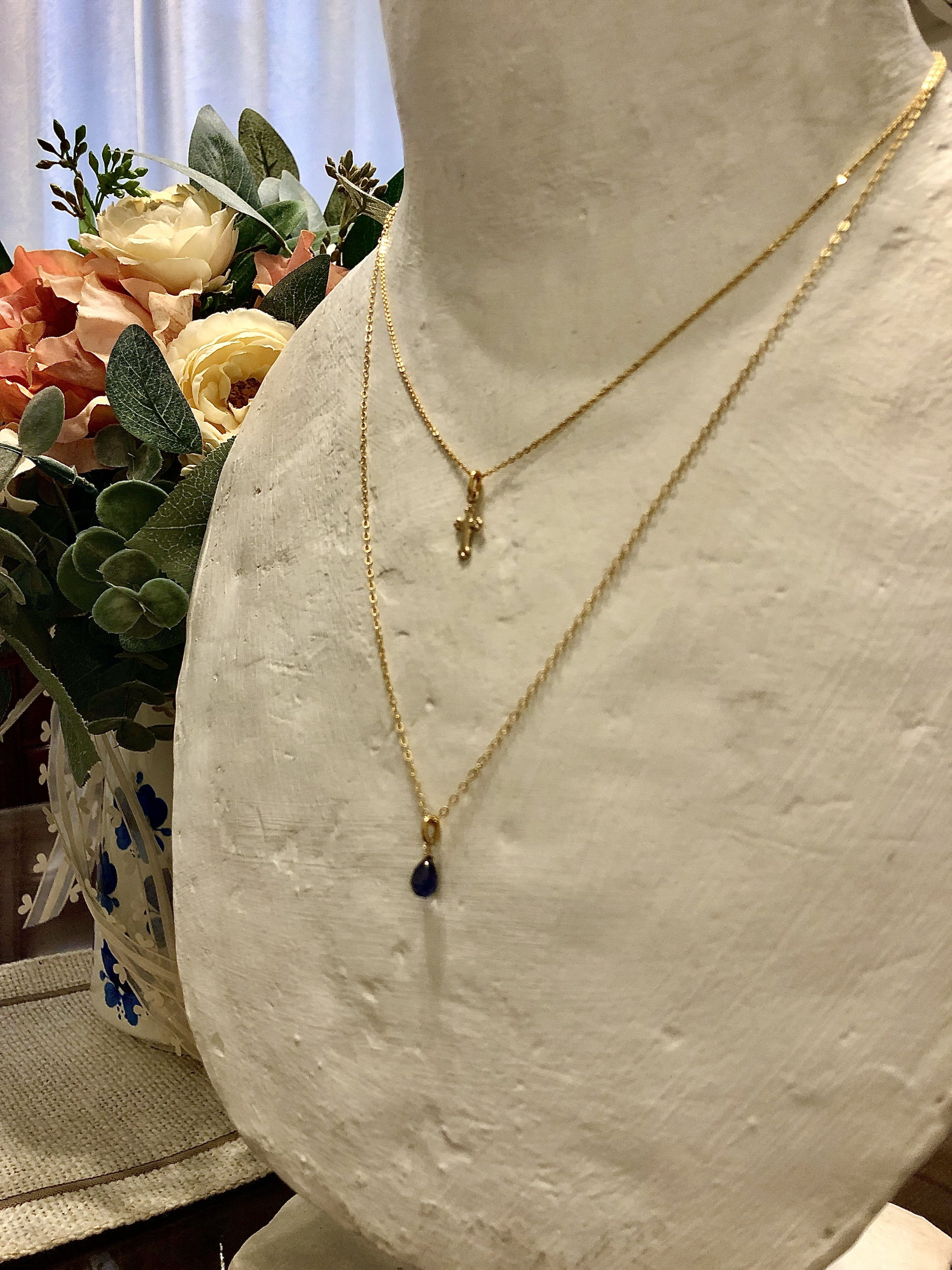 天然石アメジストのネックレス（14K GF）