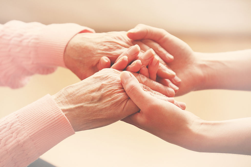 Helping hands, care for the elderly concept