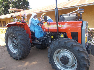 Nun on Tractor