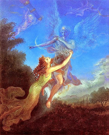 Invisible Eros being caught by Psyche