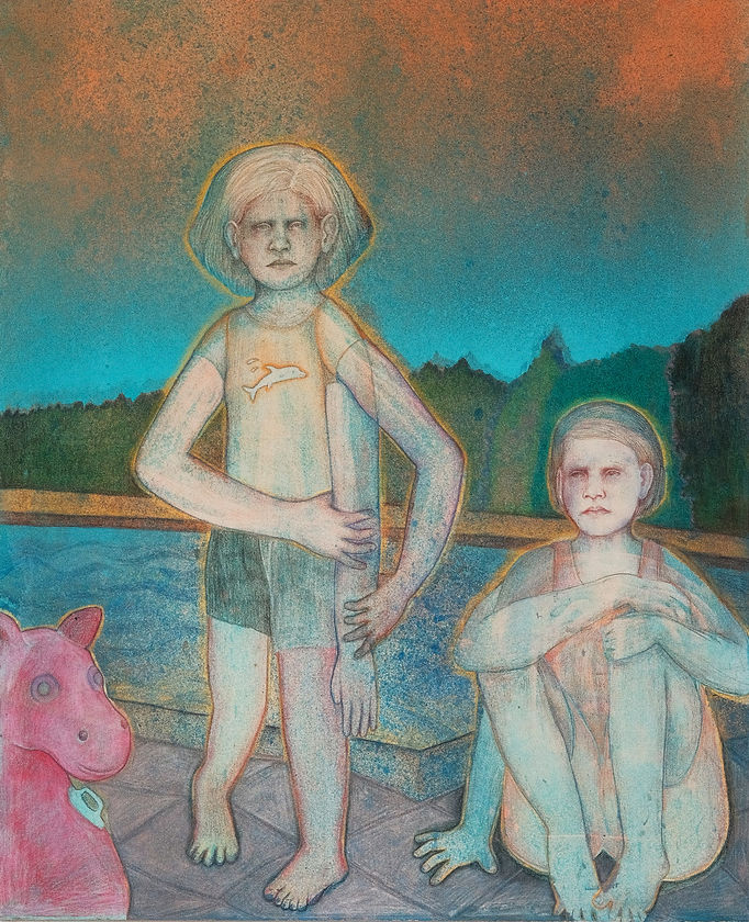 Gummipferd, Stift und Acryl auf Leinwand, 110×90cm, 2023