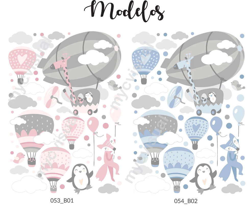 Miniatura: Vinilo Decorativo Infantil De Globos Y Animales 160x260 Cm