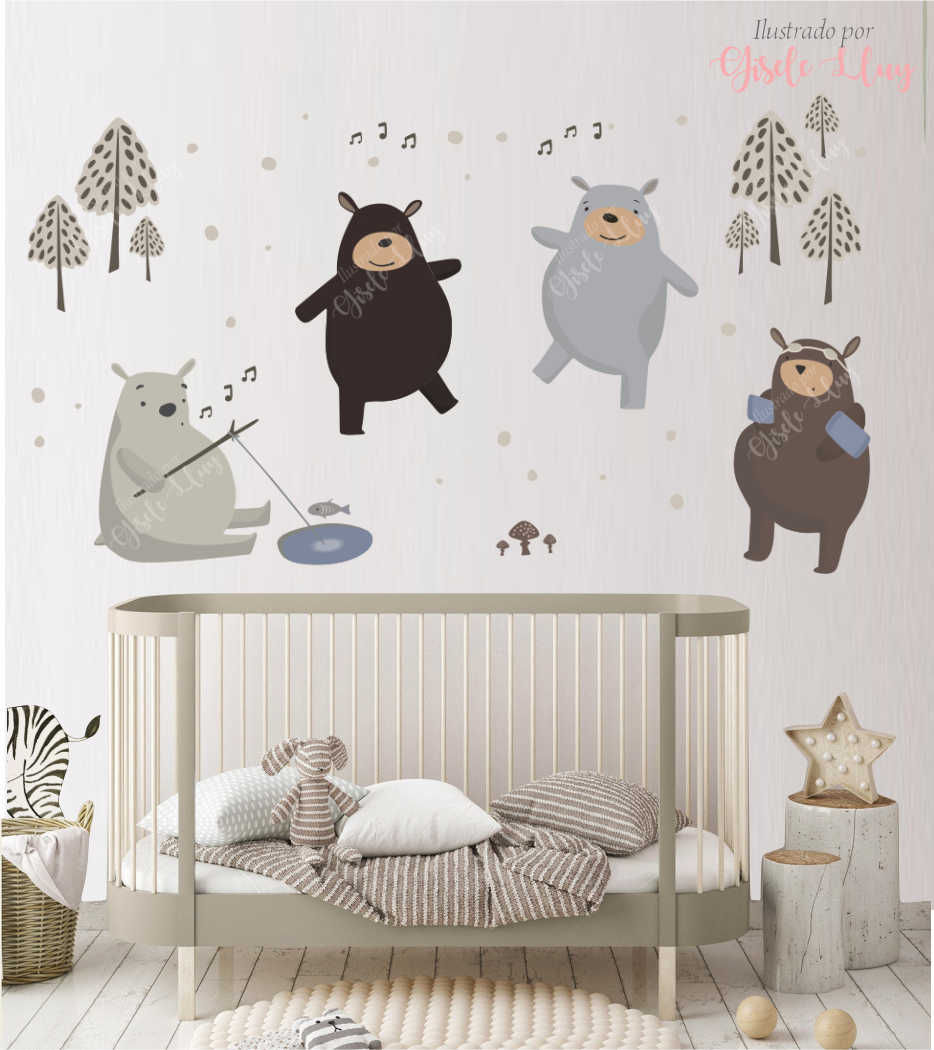Miniatura: Vinilo Decorativo Ositos del Bosque Musical