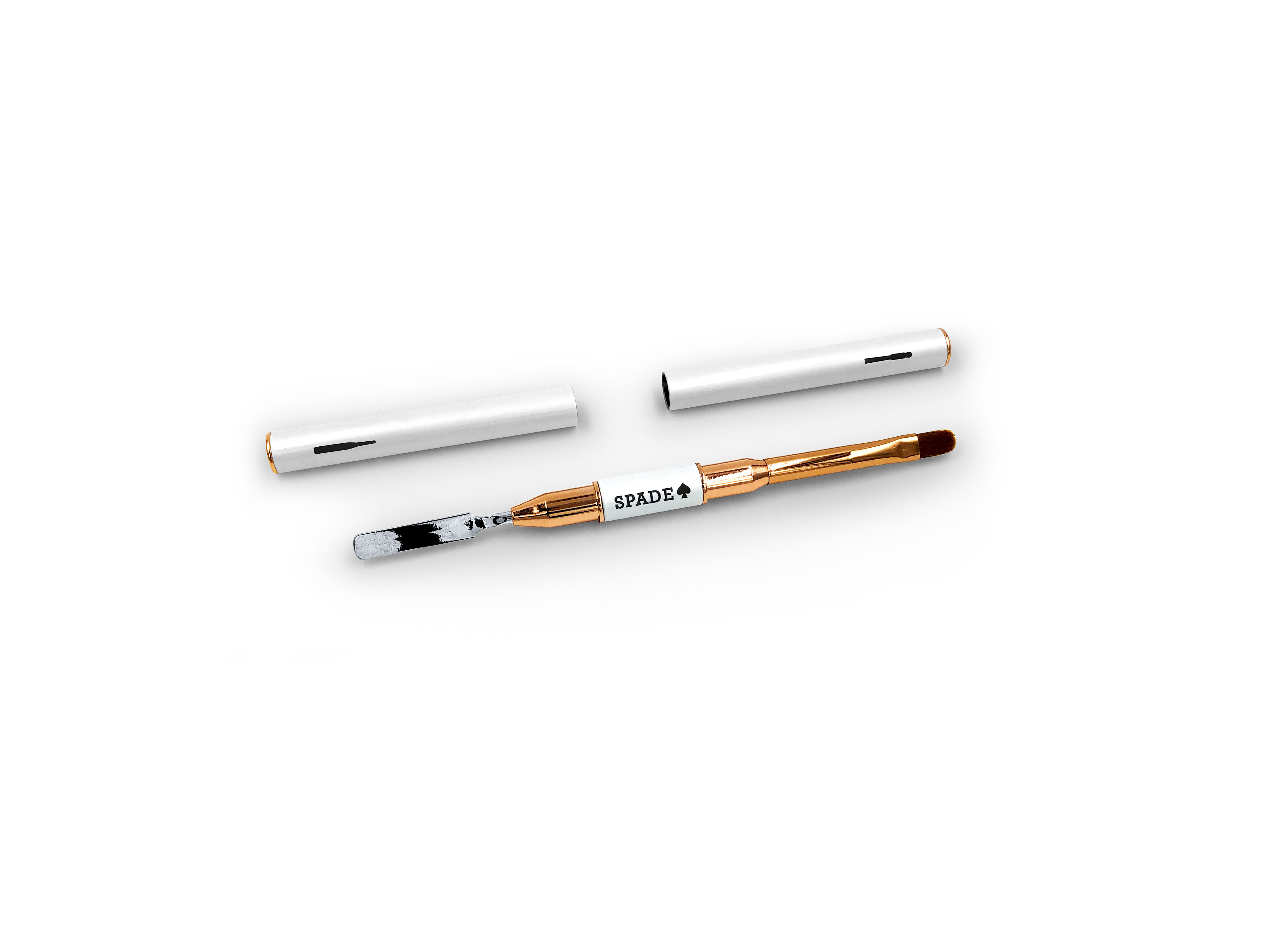 SPADE White Rose Gold Dual-ended Nail Gel Brush Pen & Spatula Tool
