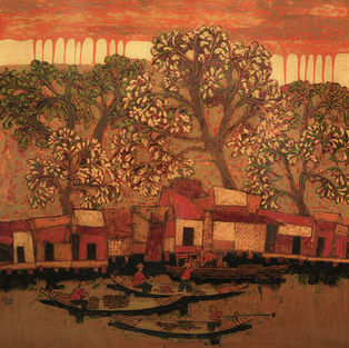 Tranh sơn mài của Nguyễn ĐÌnh Long.