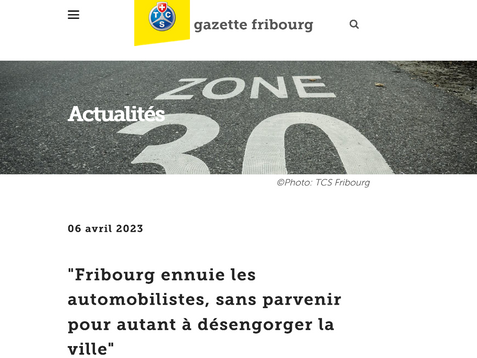 Le TCS Fribourg juge «discriminatoire» la politique de mobilité de la Ville