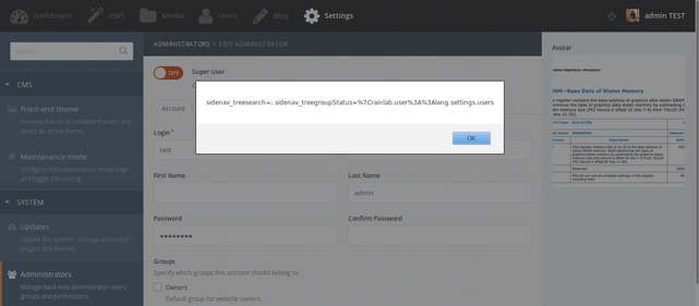 [ CVE ]  CVE-2015-5612 : Stored XSS in October CMS