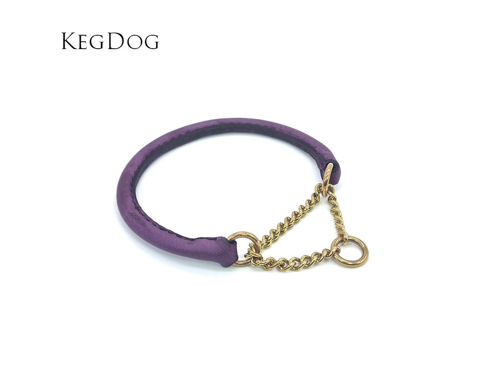 Thumbnail: Small Breed Rolled Leather Martingale Collar