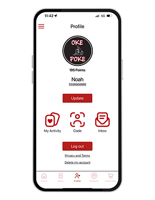 The profile page from the Oke Poke app