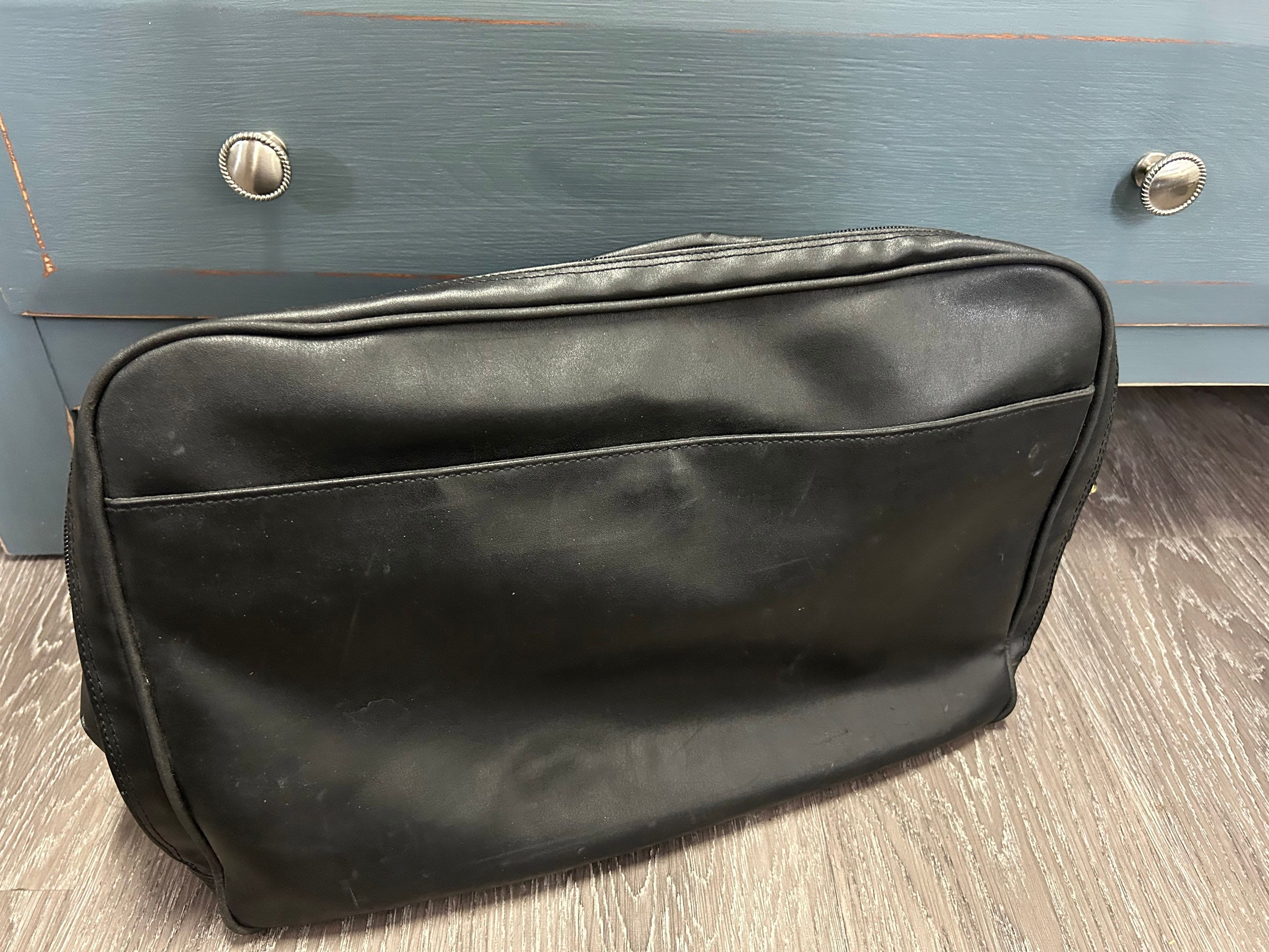 JC1997 Black Leather Carry On Bag