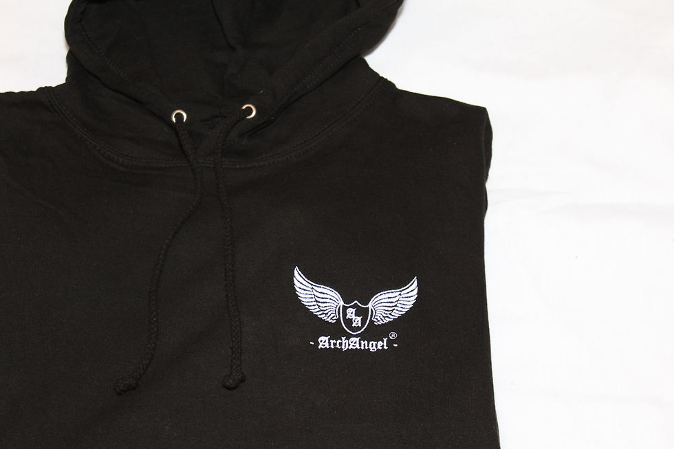 Thumbnail: ArchAngel Hoodie Jet Black - White Wings