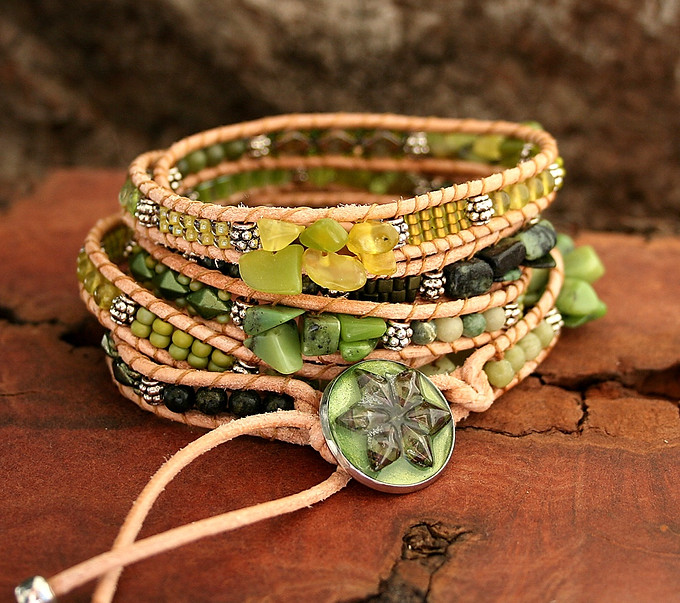 19B5 - Quilt Bracelet - 4mm - Olive Greens.jpg