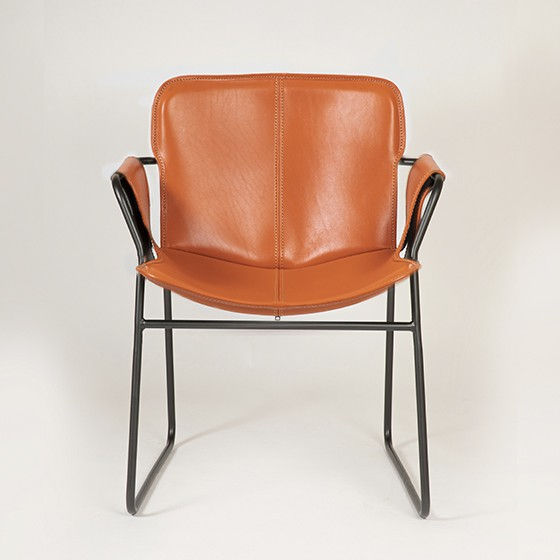 Orma structure acier thermolaqué noir cuir fauve