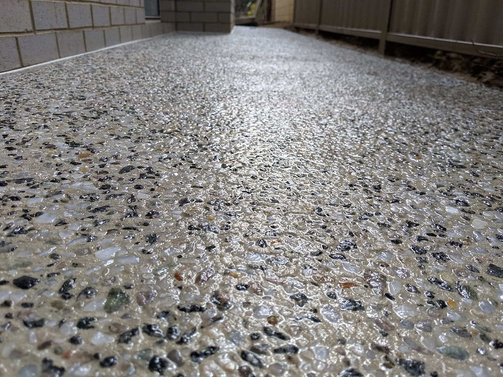 Bê tông đá rửa, sỏi rửa thường được sử dụng cho các hạng mục sàn và tường ngoại thất. Nguồn: Sưu tầm