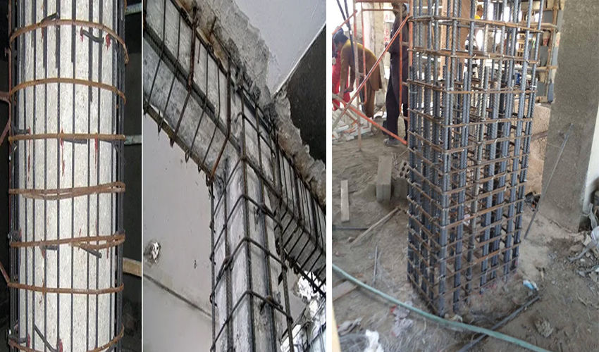 Thép cột bê tông cốt thép trong kết cấu nhà dân dụng.