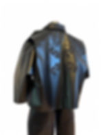 Avant-garde London couture bomber with oversized sleeves and structured panels.