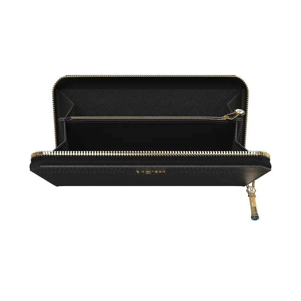Miniaturbild: Aura Continental Wallet - Black, Yellow Gold with Swiss Blue Topaz